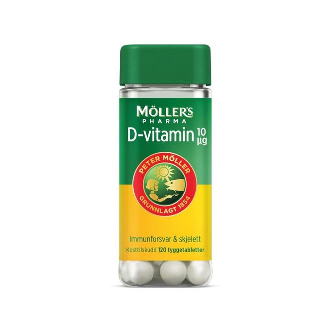 Hovedbilde Møllers vit-D tyggetablett 10 mcg appelsin 120 stk