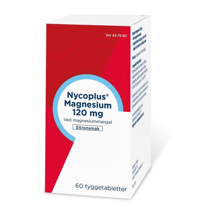 Hovedbilde Nycoplus magnesium tyggetablett 120 mg 60 stk