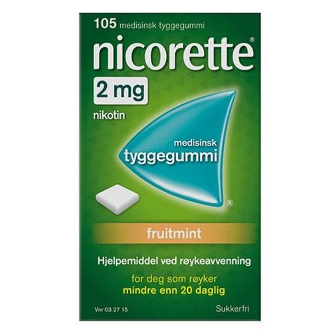 Hovedbilde Nicorette tyggegummi 2 mg fruitmint 105 stk