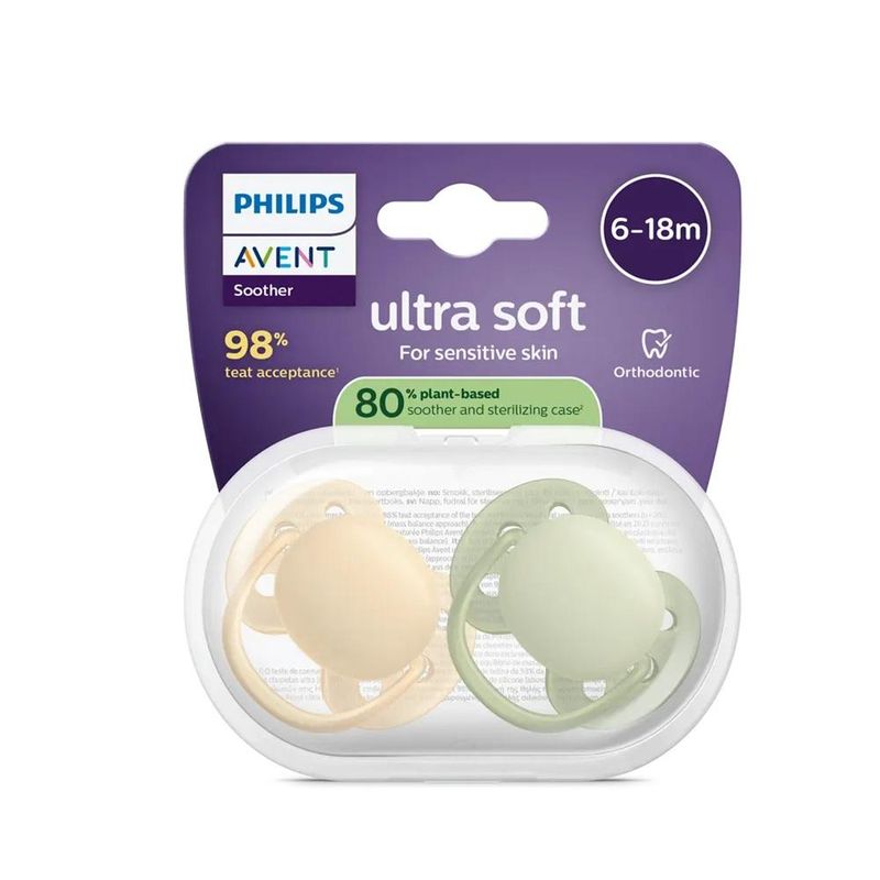 Philips avent ultra soft narresmokk gul/grønn 6-18mnd 2 stk