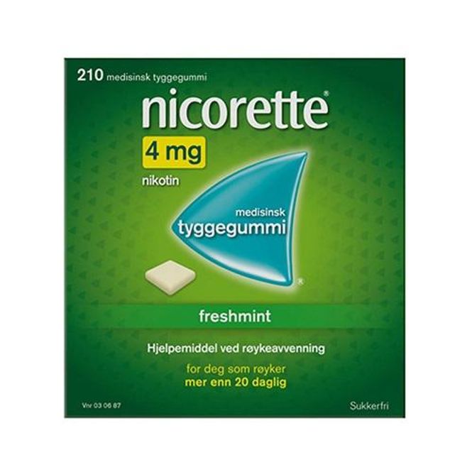 Hovedbilde Nicorette tyggegummi 4 mg freshmint 210 stk
