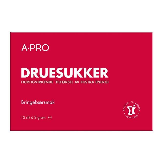Hovedbilde Apro druesukker tablett 2 g bringebær 12 stk