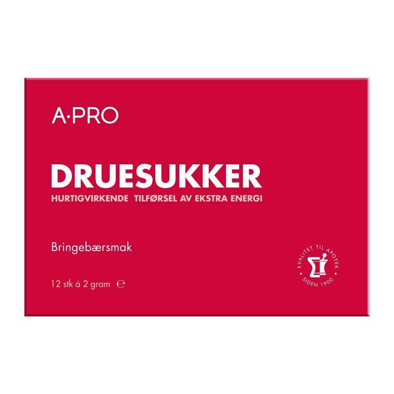Apro druesukker tablett 2 g bringebær 12 stk
