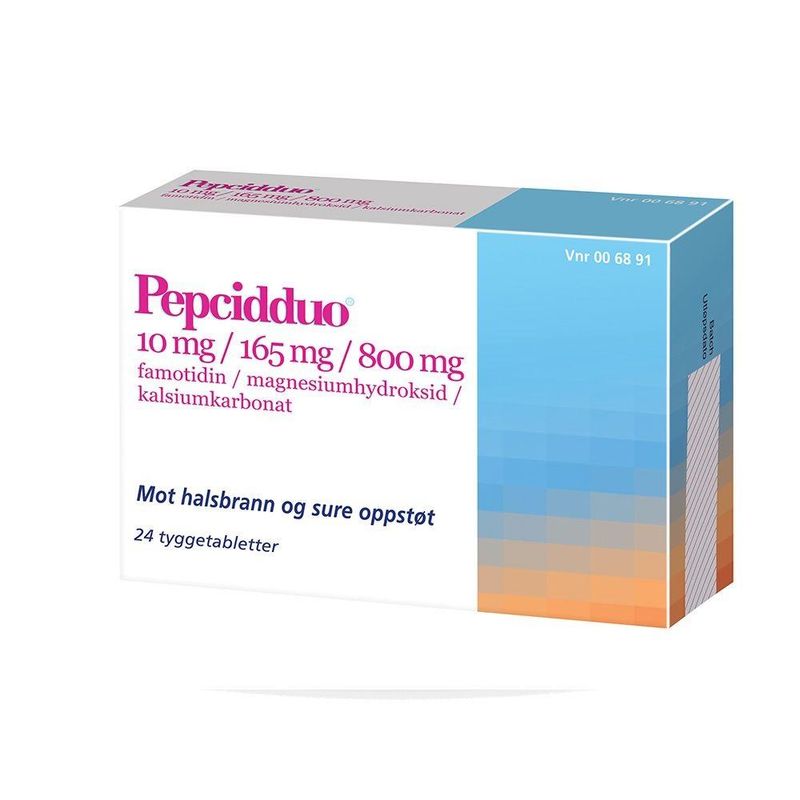 Pepcidduo 10/165/800 mg 24 tyggetabletter