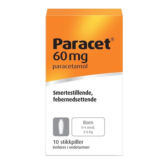 Hovedbilde Paracet stikkpiller 60 mg 10 stk