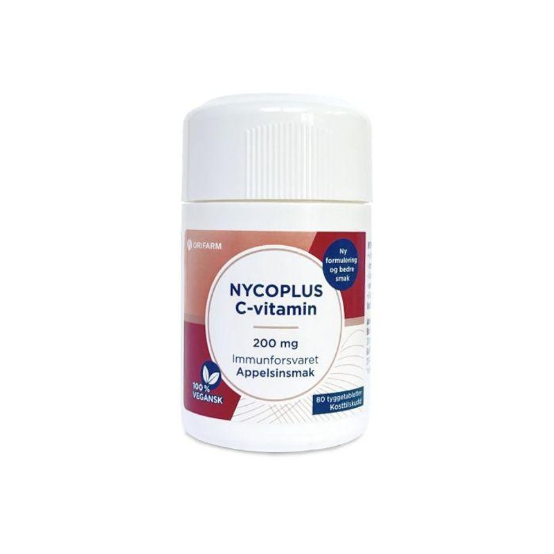 Nycoplus C-vitamin tyggetablett 200mg appelsin 80 stk 